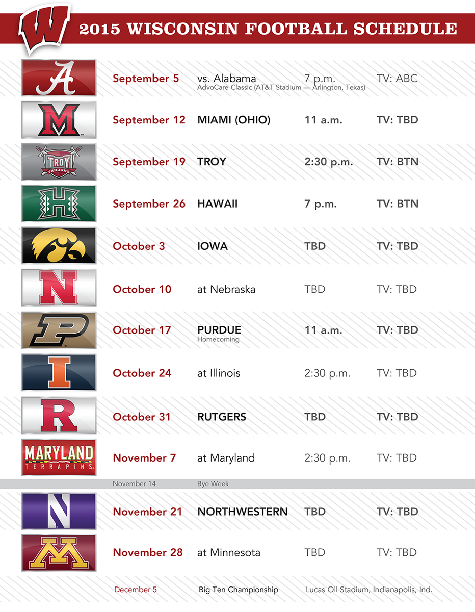 Wisconsin Badgers Football Schedule 2019 Printable 