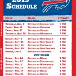 2020 Buffalo Bills Season Printable Example Calendar