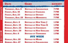 2020 Buffalo Bills Season Printable Example Calendar