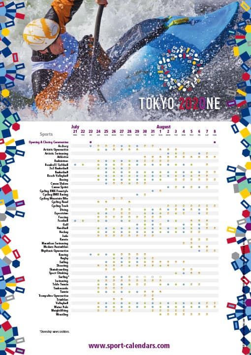 A4 Tokyo Olympic Games ENGLISH Sport Calendars 