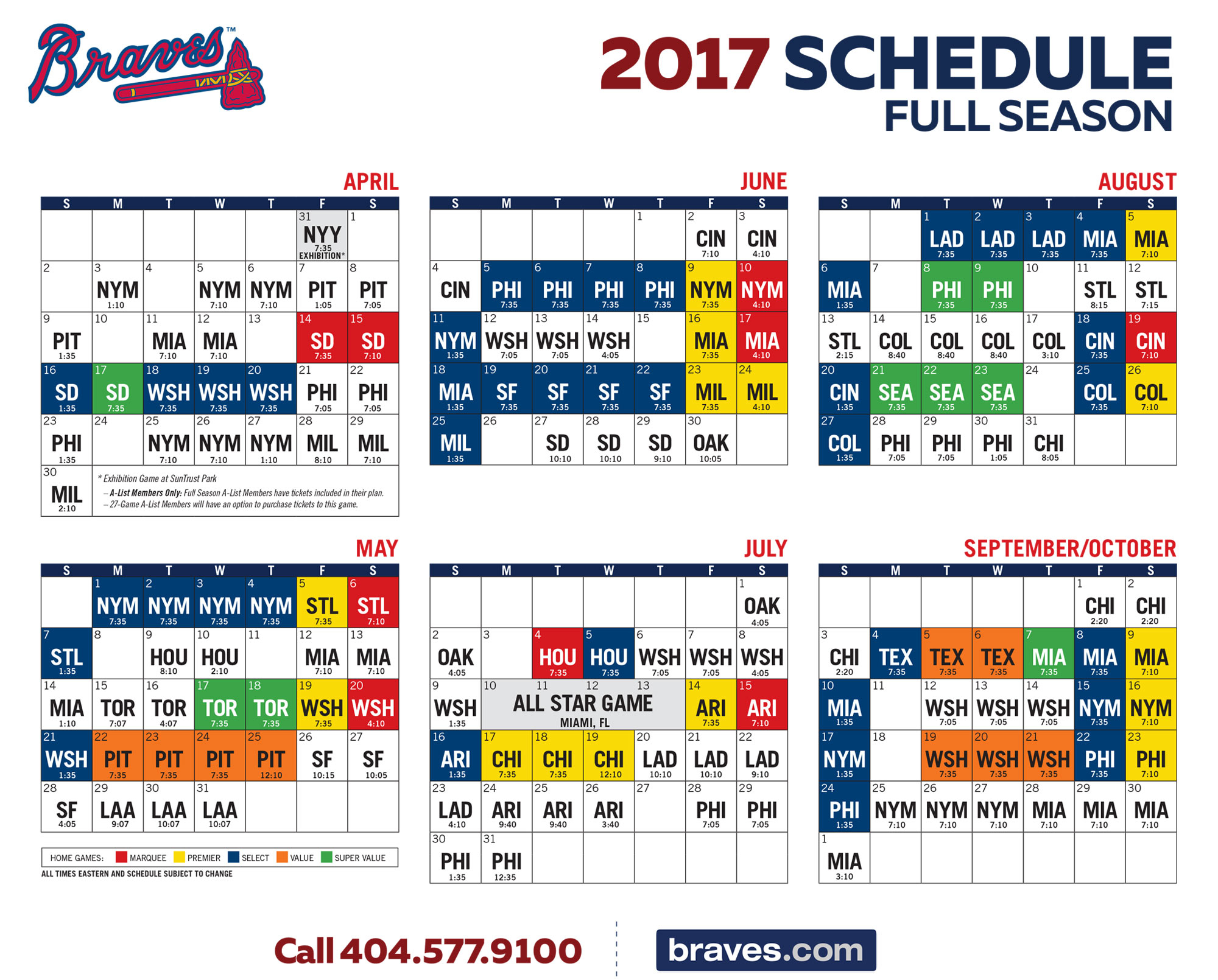 Atlanta Braves Tv Schedule Printable