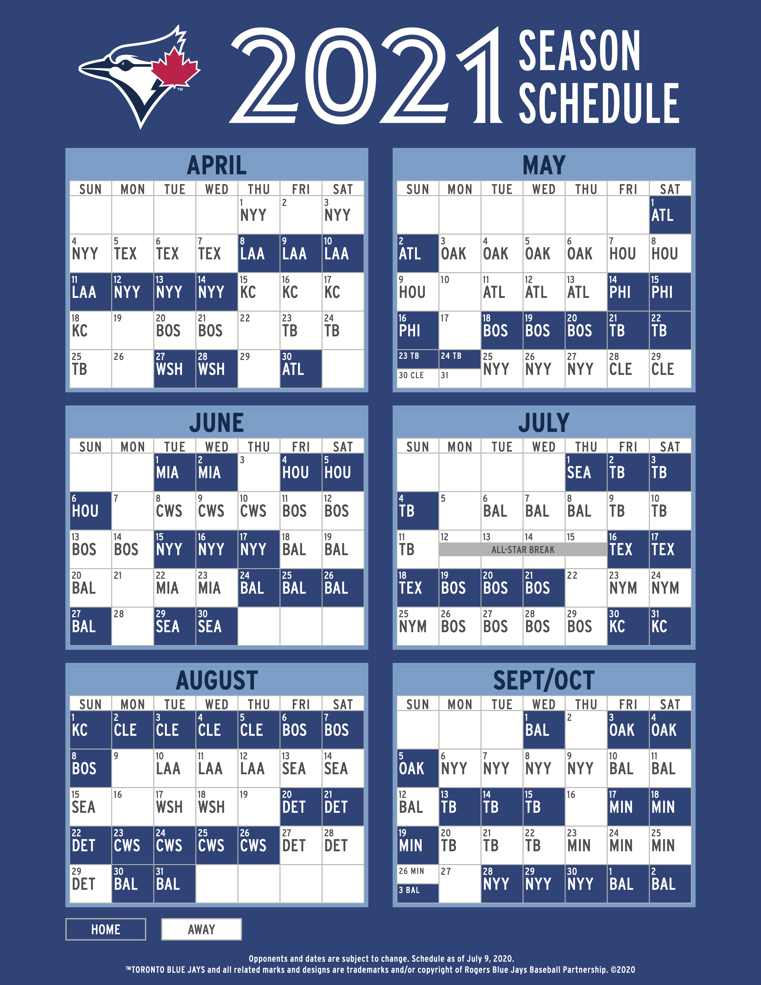 Blue Jays 2021 Schedule Torontobluejays
