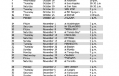 Buffalo Sabres Home Game Printable Schedule