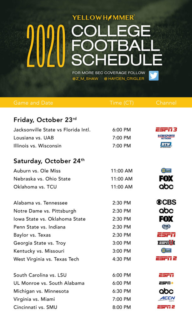 College Football Tv Schedule 2021 Printable 