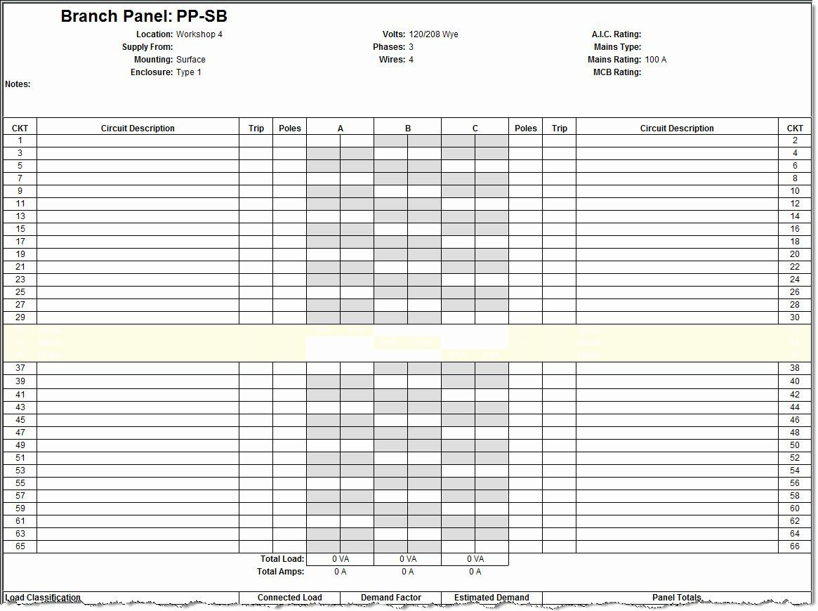 Electrical Panel Schedule Template Excel Addictionary