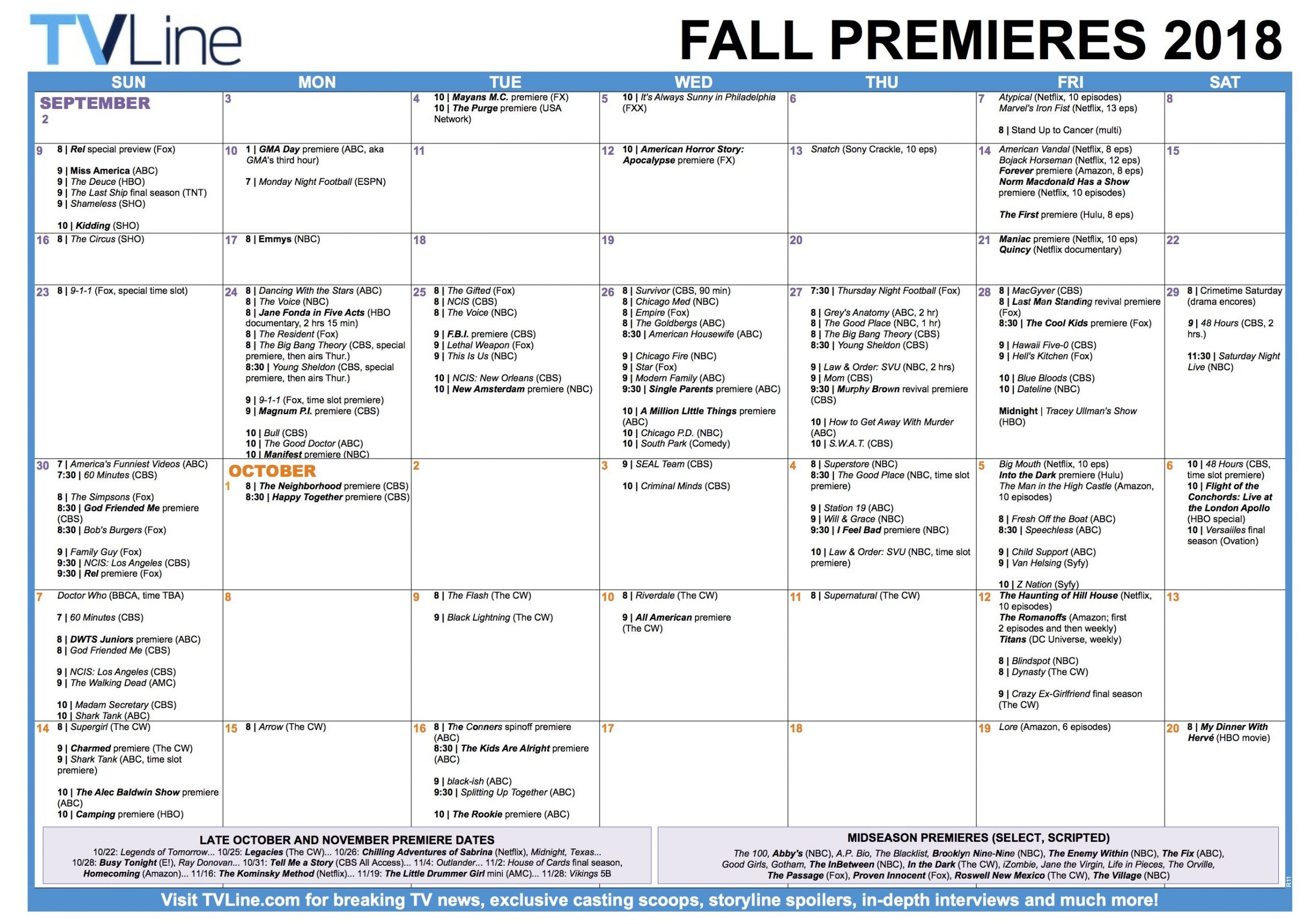 Fall Tv Line Up 2021 2020 Printable Printable Calendar 