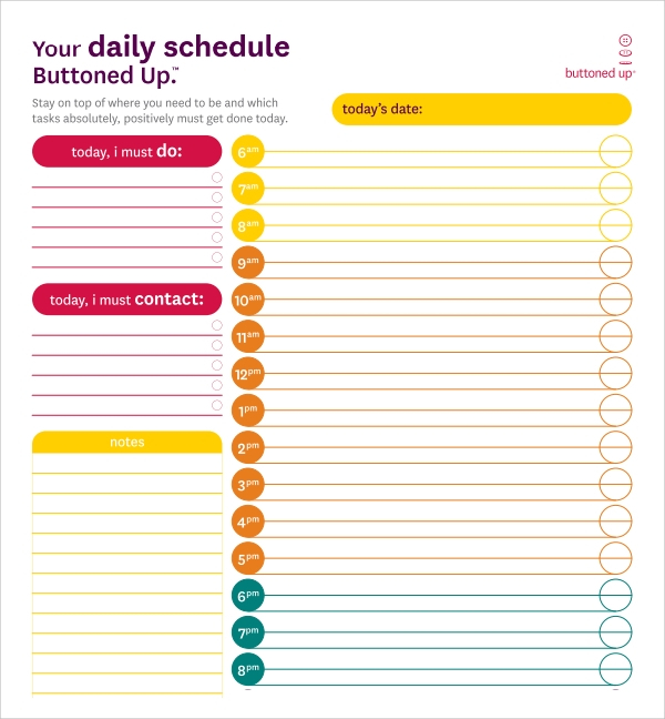 FREE 24 Printable Daily Schedule Templates In PDF 