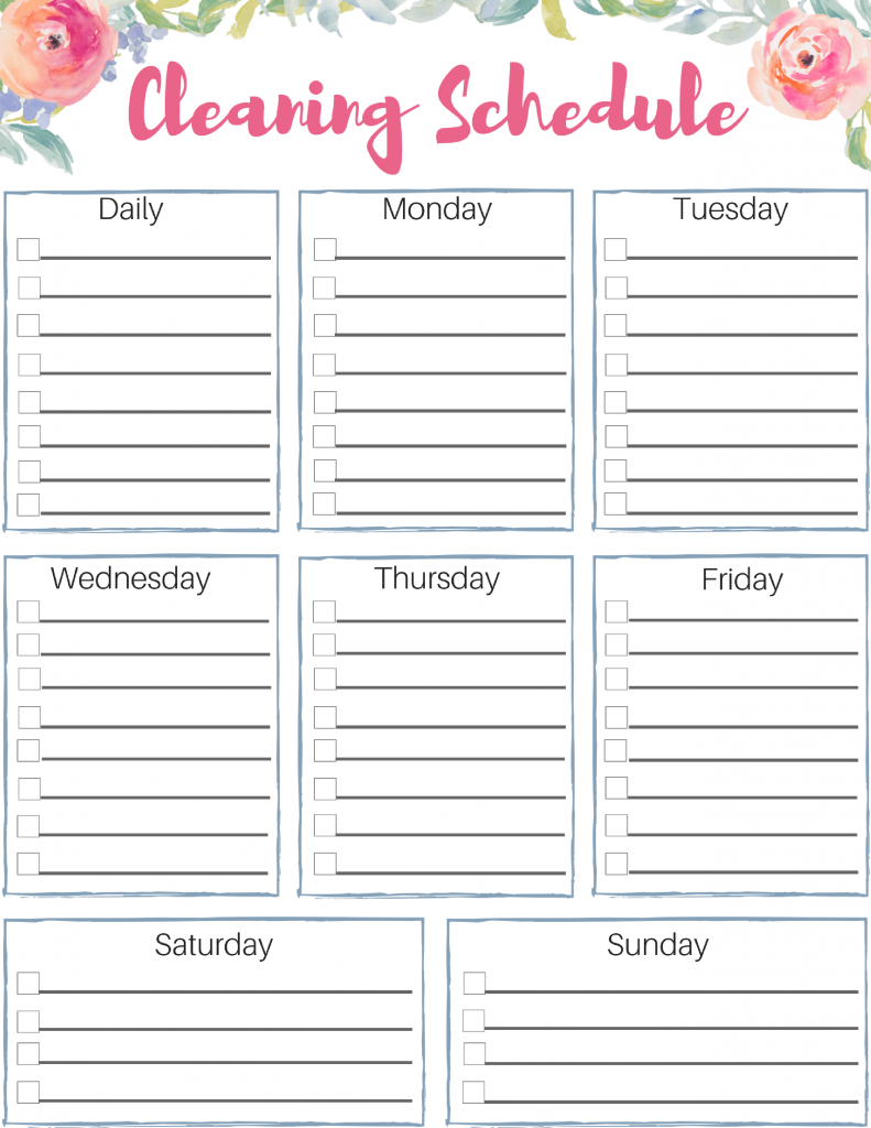 Free Customizable Cleaning Schedule Check Out This Great