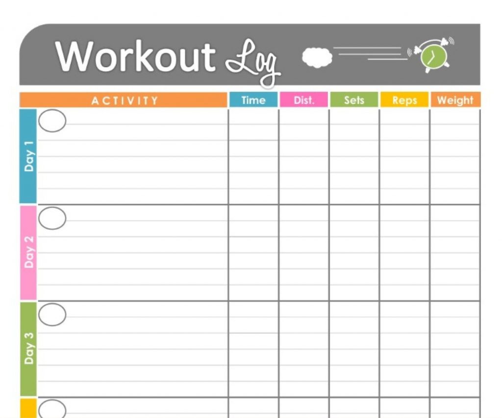 Free Printable Workout Schedule Blank Calendar Printing