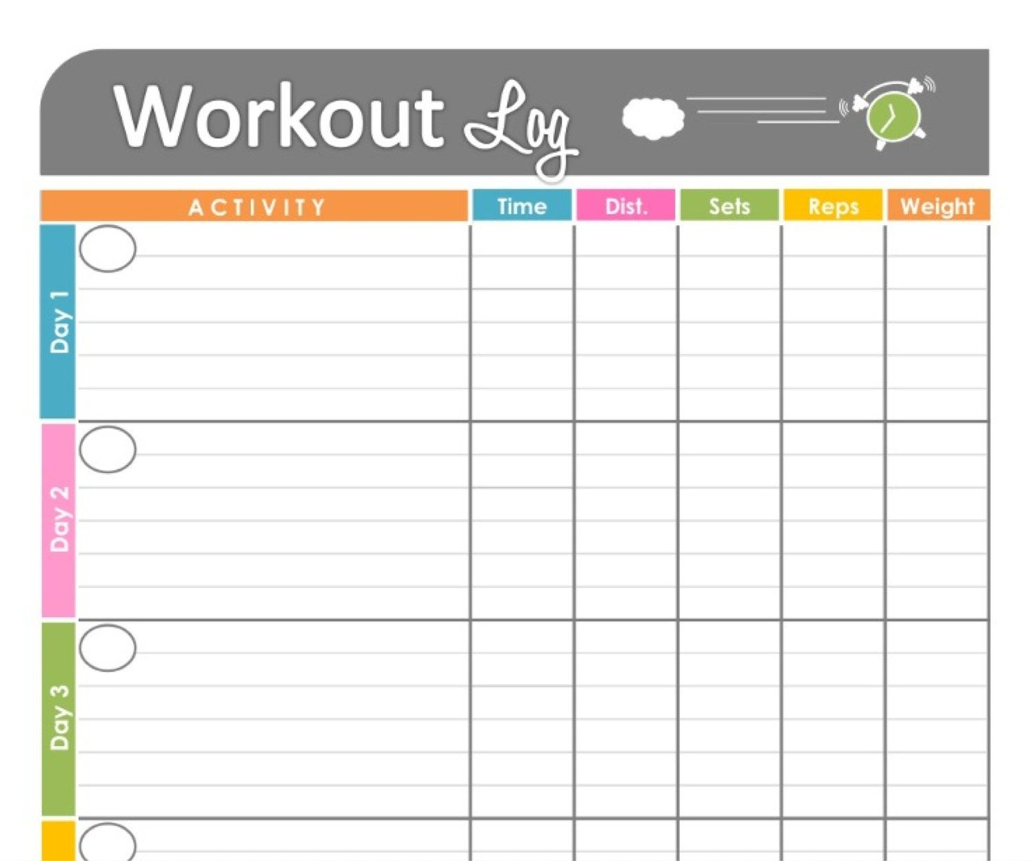 Free Printable Workout Schedule Blank Calendar Printing 