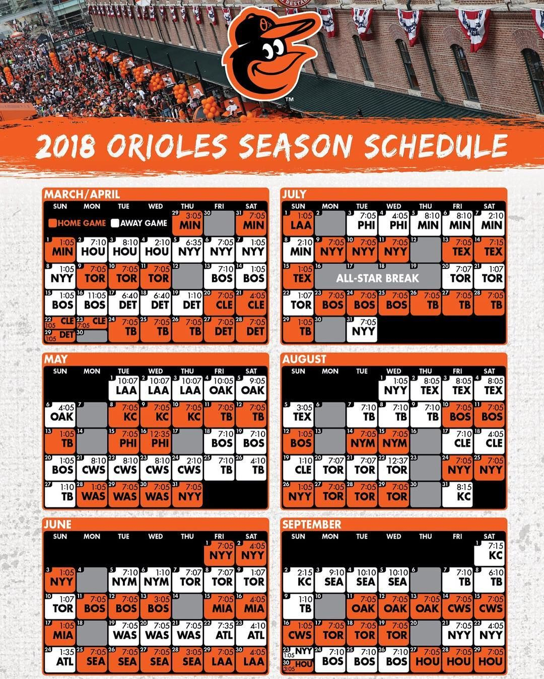 Heres The Official 2018 Orioles Schedule Opening Day Is 