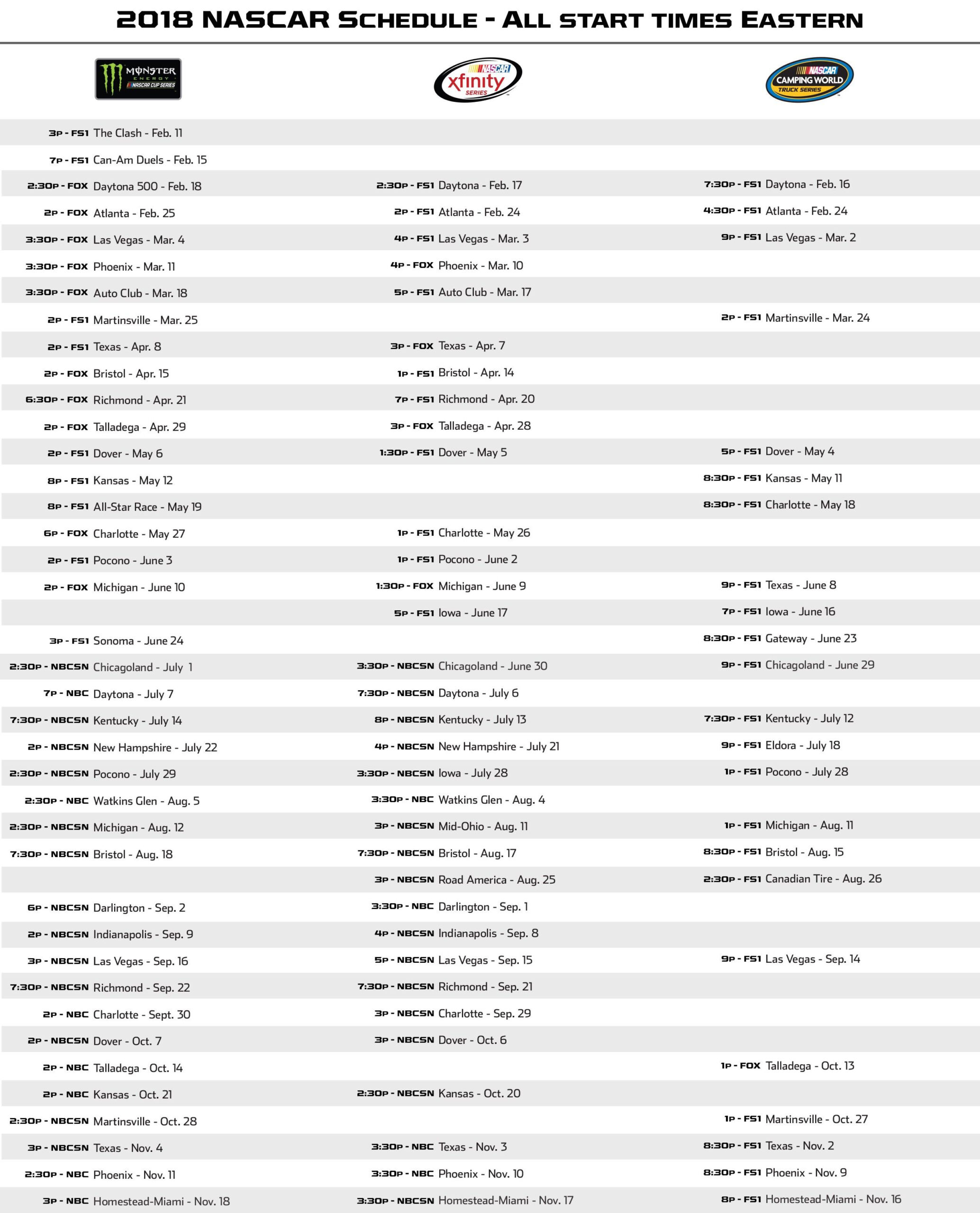 Nascar Tv Schedule 2021 Printable PrintableSchedule 