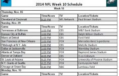 NFL Schedule Week 10 Printerfriend Ly