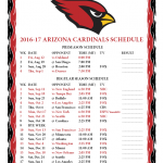 Printable 2016 2017 Arizona Cardinals Schedule