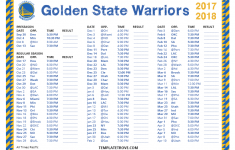 Printable 2017 2018 Golden State Warriors Schedule