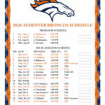 Printable 2018 2019 Denver Broncos Schedule