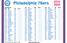 Printable 2019 2020 Philadelphia 76ers Schedule