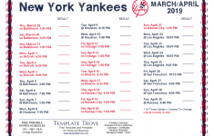 Printable 2019 New York Yankees Schedule