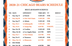 Printable 2020 2021 Chicago Bears Schedule