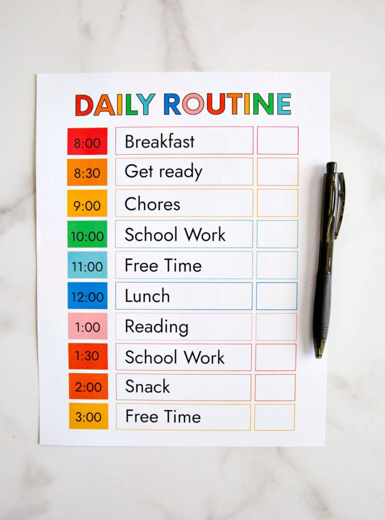 PRINTABLE DAILY ROUTINE Homeschool Daily Schedule 