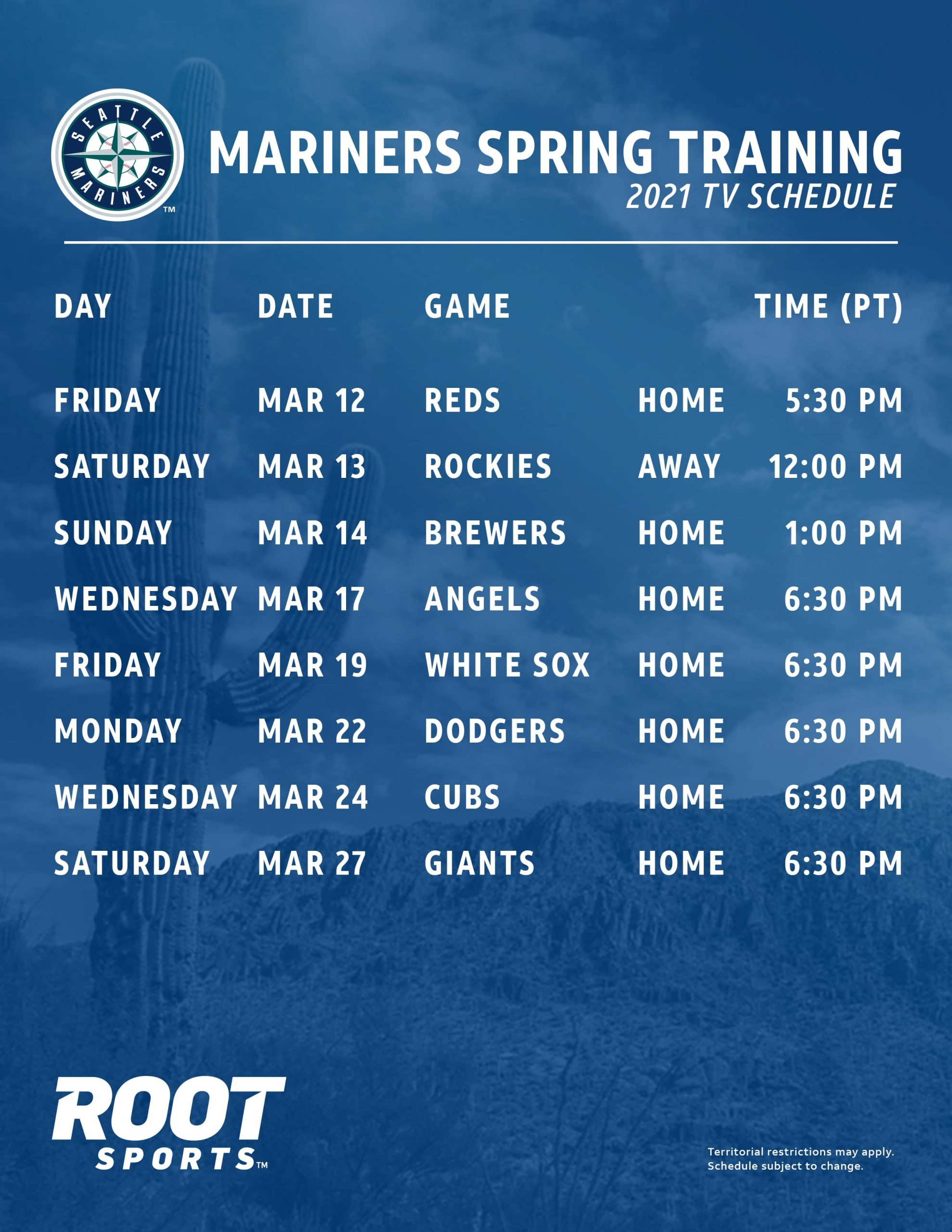 Seattle Mariners Spring Training ROOT SPORTS