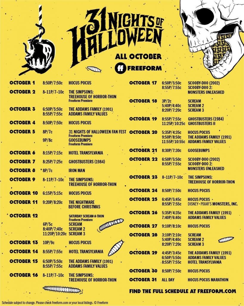 The Complete 31 Nights Of Halloween Freeform Schedule Is