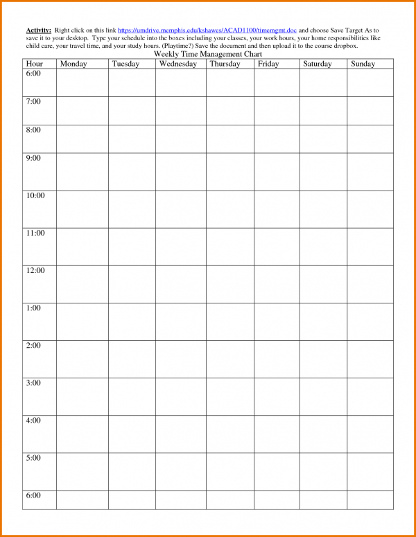 Time Block Schedule Template Printable Schedule Template