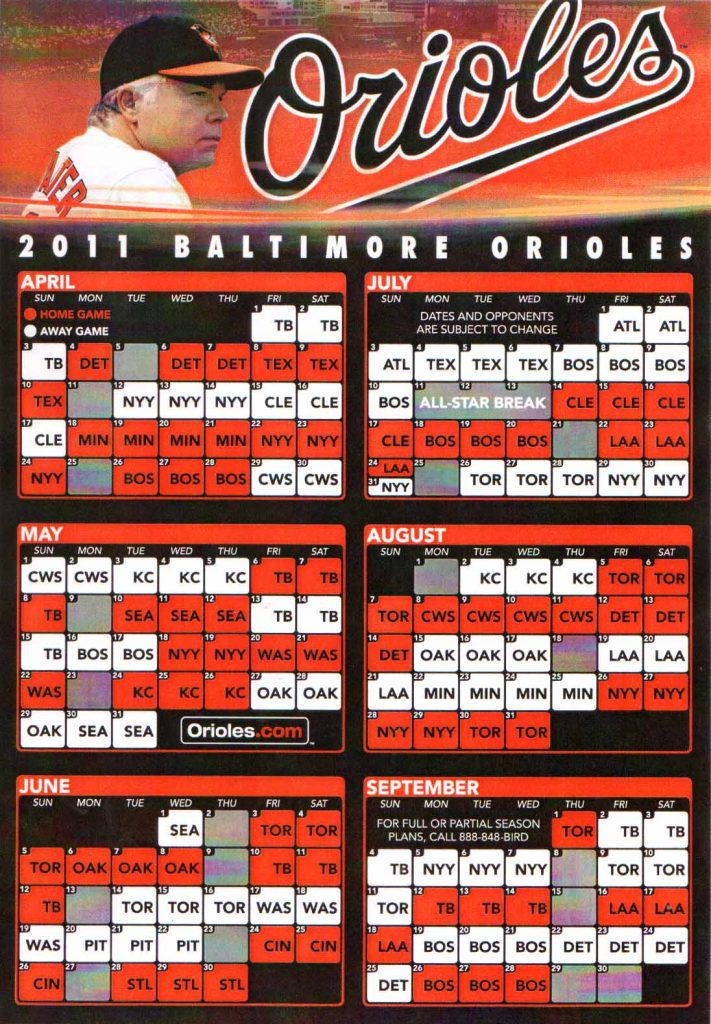 Treasure Or Junk 2011 Baltimore Orioles Schedule