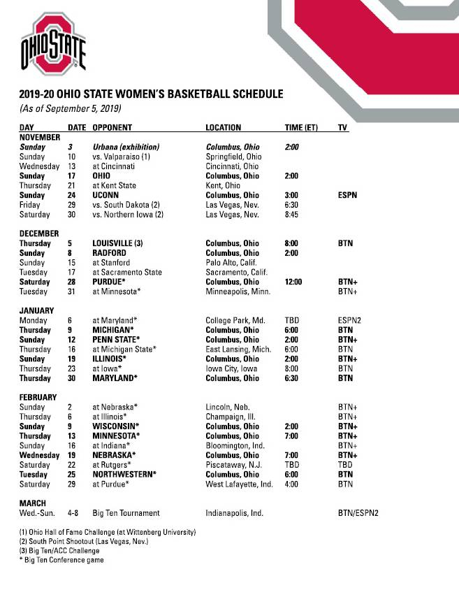 TV Games And Tip Times Set Ohio State Buckeyes