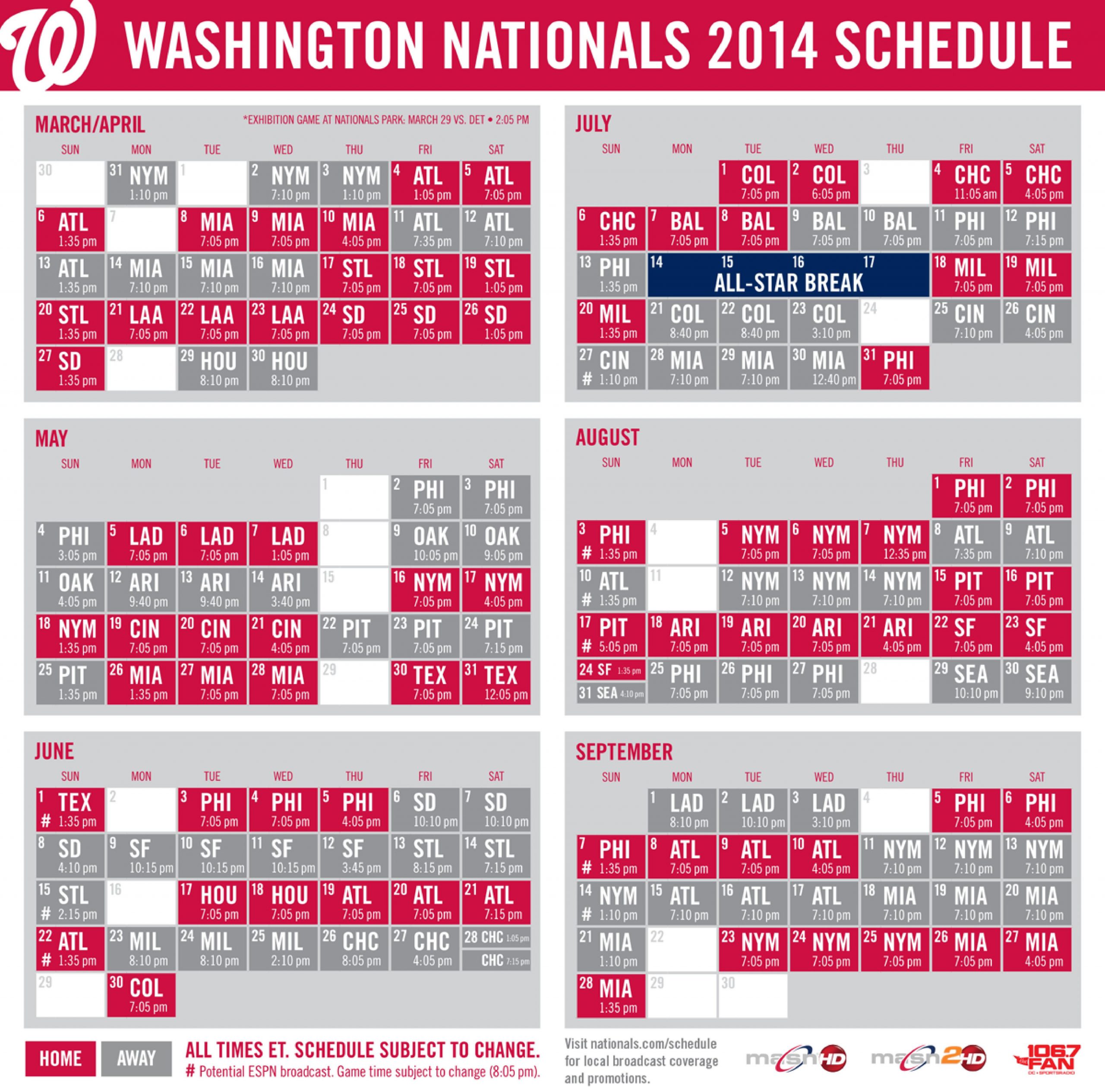 Washington Nationals Printable Schedule That Are 