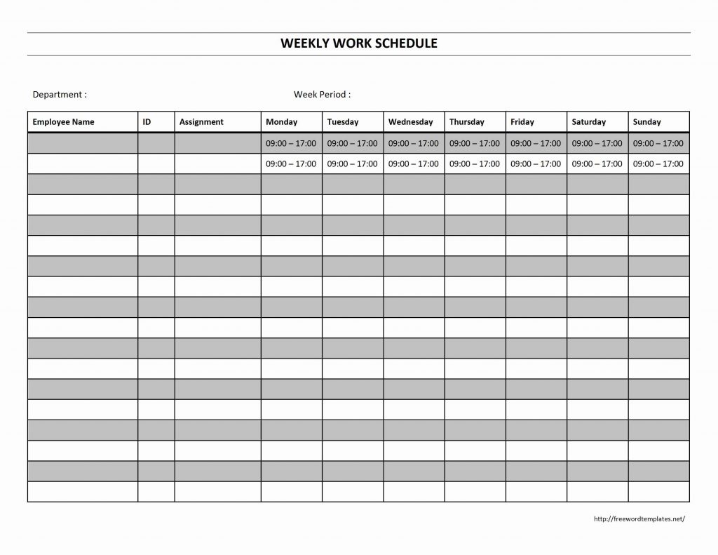 Weekly Work Schedule Freewordtemplates