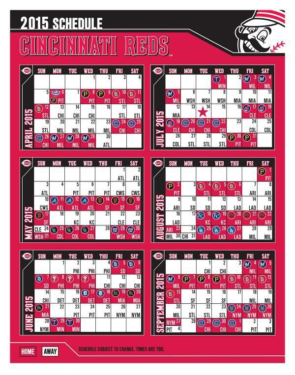 2015 Cincinnati Reds Schedule Cincinnati Reds Schedule 