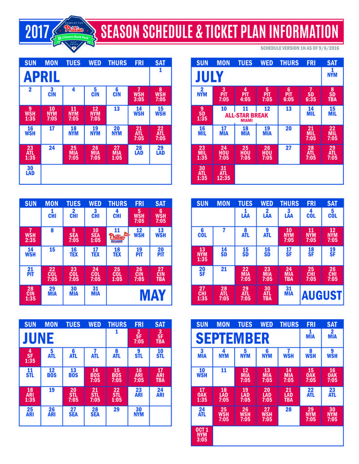 Phillies Schedule Printable - Printable Schedule