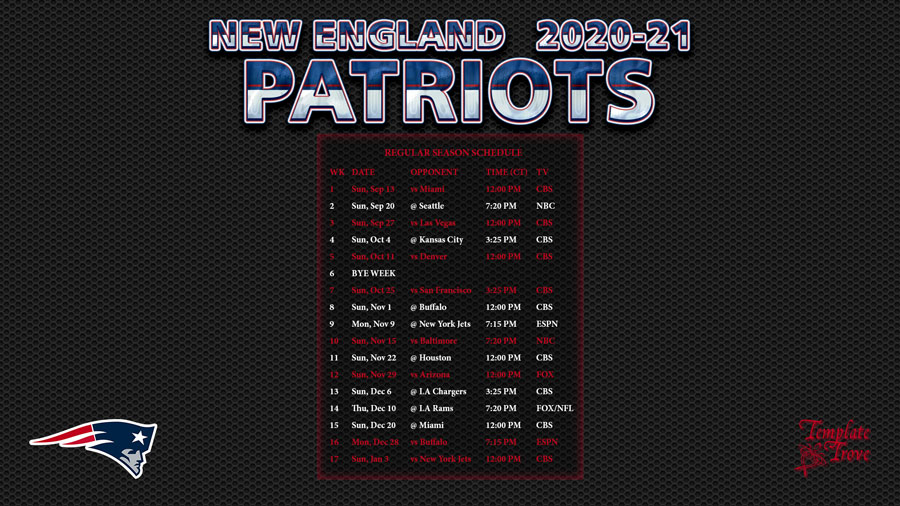 2020 2021 New England Patriots Wallpaper Schedule