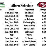 49ers Schedule San Francisco 49ers Schedule
