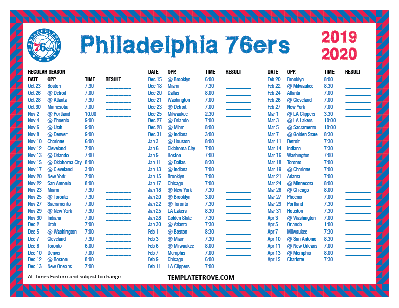 76ers Printable Schedule That Are Invaluable Mason Website