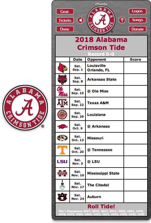 Alabama Football Schedule 2019 Printable