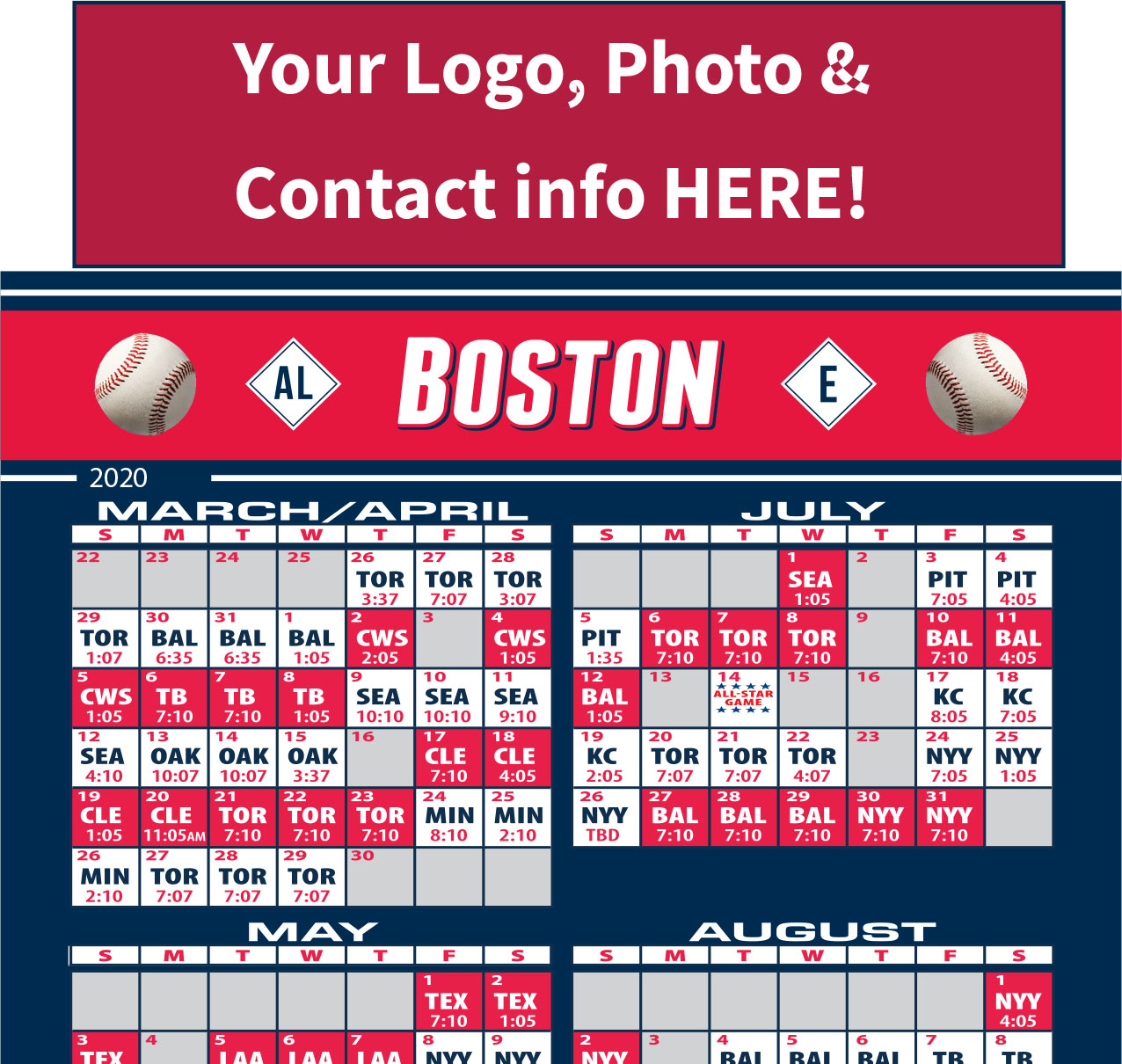 Boston Red Sox 2021 Schedule Printable Calendar Template 