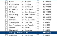 Central Time Week 16 NFL Schedule 2016 Printable