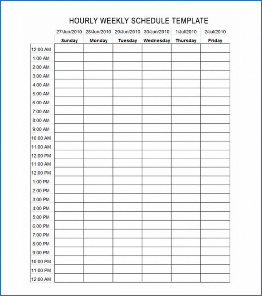 Daily Hourly Schedule Free Free Calendar Template