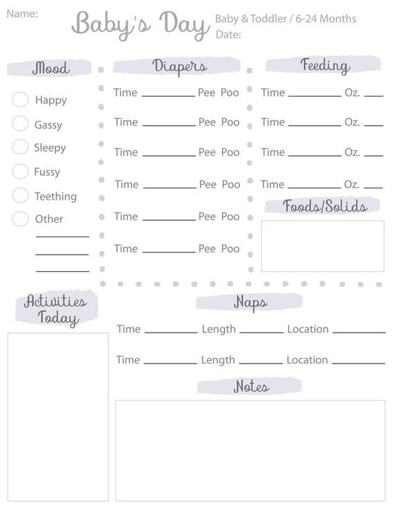 Daily Log For Baby Childcare Log Babies Schedule 