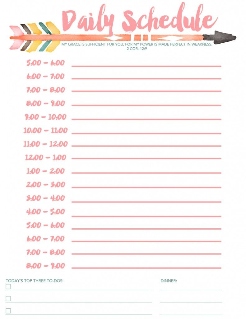 Daily Schedule Free Printable Daily Schedule Template 