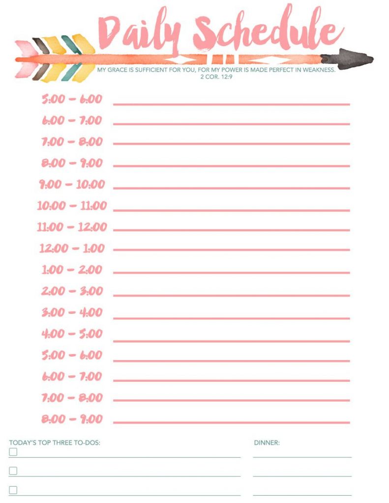 Daily Schedule Free Printable Homeschool Schedule