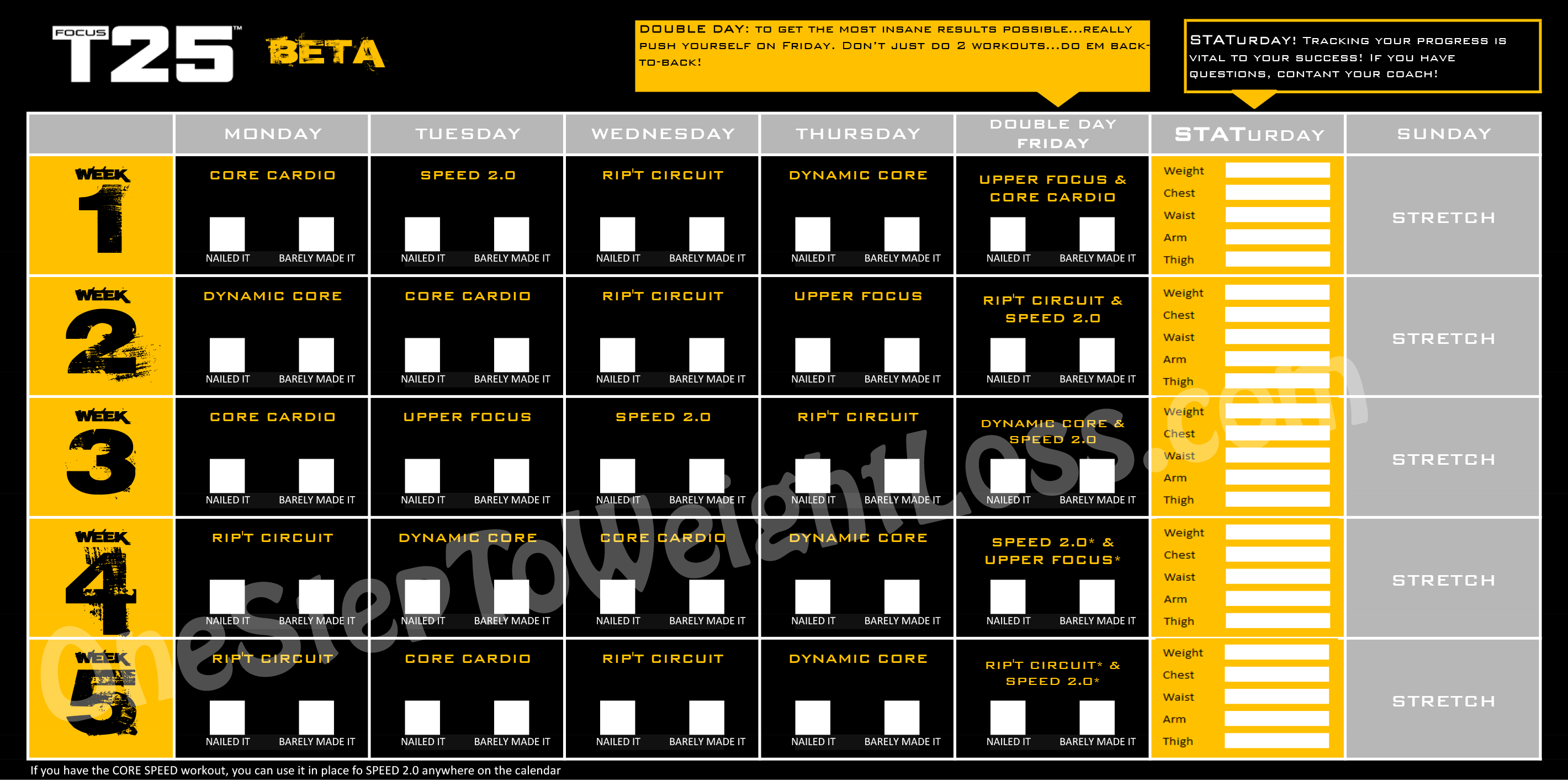 Focus T25 Workout Calendar Beta Phase Png 2 840 1 415 Printable Schedule