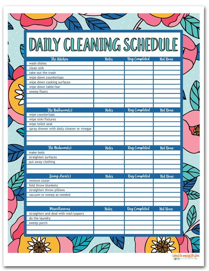 Free Printable Daily Cleaning Routine Expectare Info