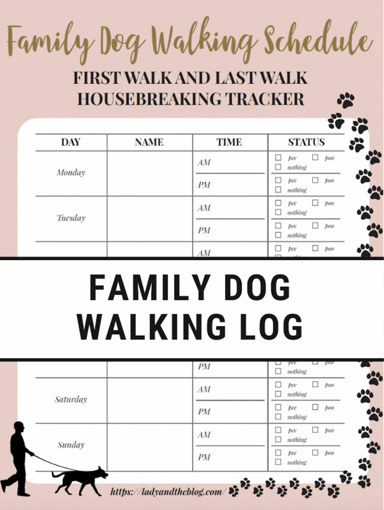 Free Printable Dog Walker Log Set A Schedule And Develop