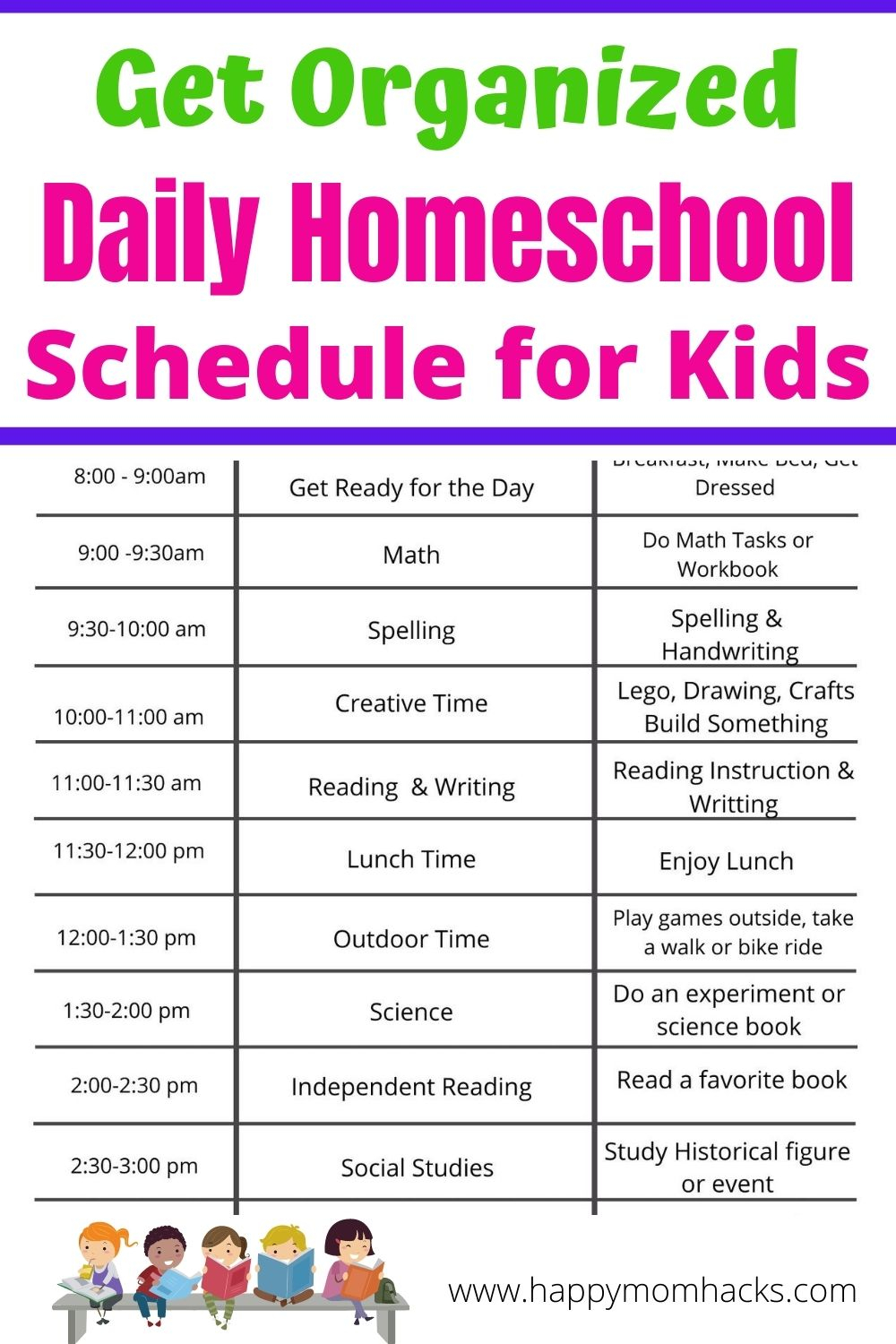 Free Printable Homeschool Schedule For Kids That s Easy To 