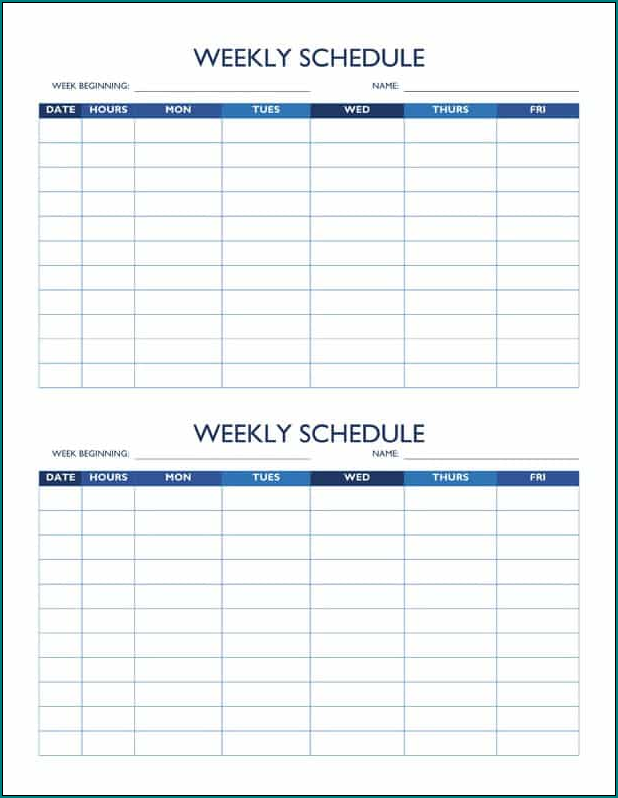 Free Printable Week Schedule Template Bogiolo