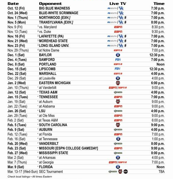 Full UK Basketball Schedule Announced With Times And TV 
