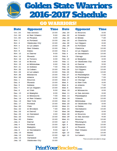 Golden State Warriors Schedule Warriors Schedule 